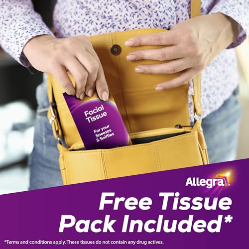 Allegra Adult 24-Hour Allergy Relief Tablets with Tissue Pack - 180mg Fexofenadine HCI 100-Count