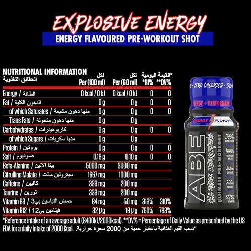 Applied Nutrition ABE Pre-Workout Shot - Energy Flavour (12 x 60ml)