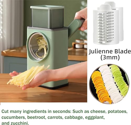 NALACAL Rotary Drum Grater - Manual Slicer & Shredder for Vegetables & Cheese