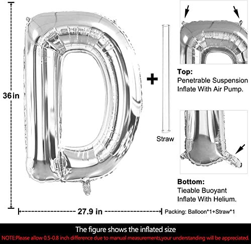 Goldedge Giant Silver Letter H Foil Balloon - 32 Inch
