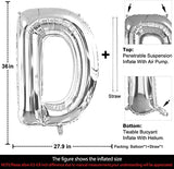 Goldedge Giant Silver Letter H Foil Balloon - 32 Inch