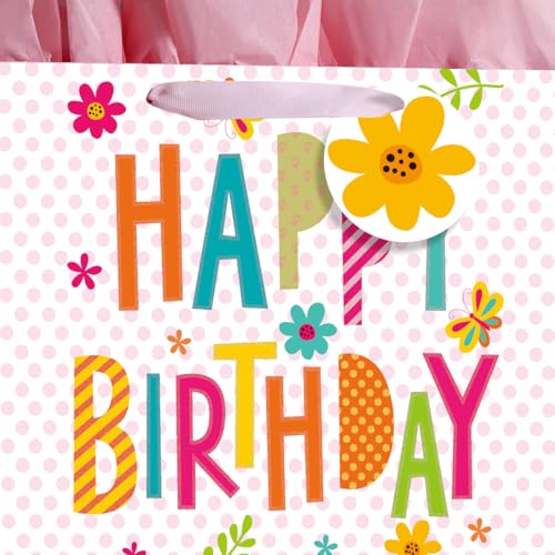 ViiTang Large Happy Birthday Gift Bags Set (2-Pack) with Tissue Paper & Card
