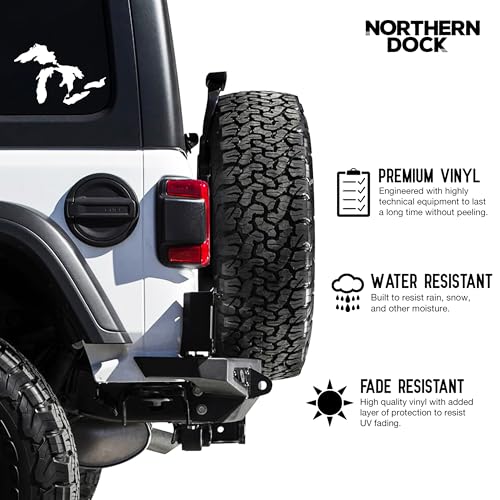 Michigan Great Lakes Vinyl Decal Sticker for Car Window Bumper - 6 Inches Wide White