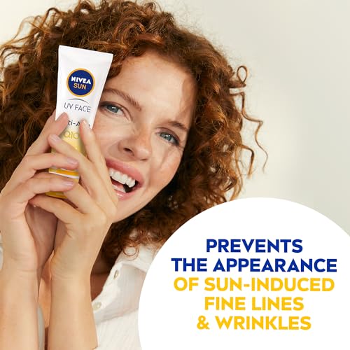 NIVEA SUN Face Cream SPF 50 - Anti-Age UVA/UVB Protection with Q10 Technology - Water Resistant & Non-Greasy - 50ml
