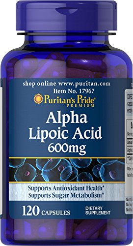 Puritan's Pride Alpha Lipoic Acid 600mg - 120 Capsules for Antioxidant Support & Brain Health