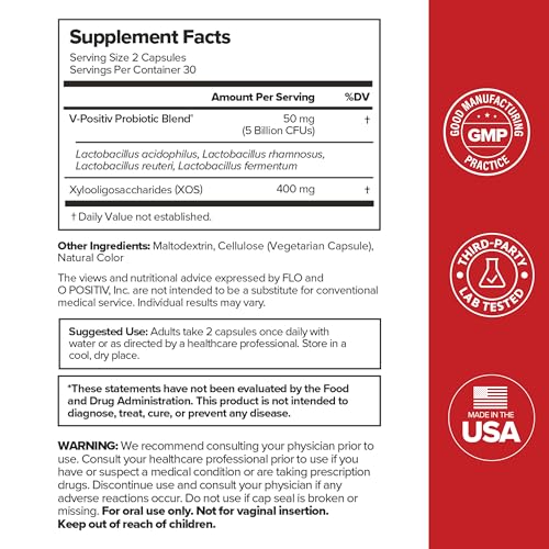 O Positiv URO Vaginal Probiotics for Women | pH Balance & Vaginal Flora Support (60 Count)
