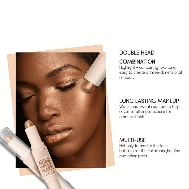 2-in-1 Highlighter & Contour Stick Trio - Multi-Shade Skincare-Inspired Makeup for Flawless, Defined Skin