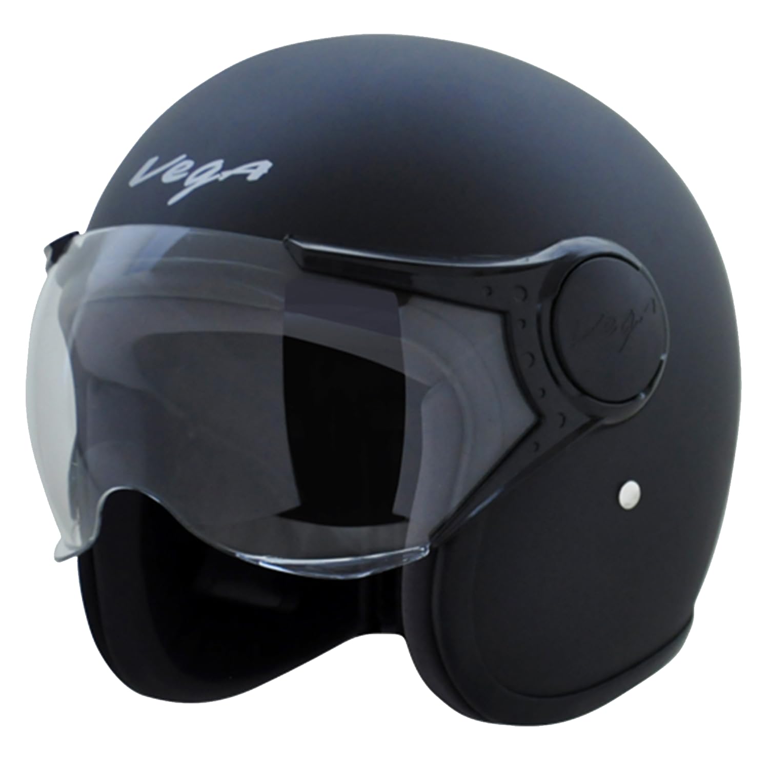 Vega Jet ISI DOT Certified Open Face Helmet - Dull Black (Size L)