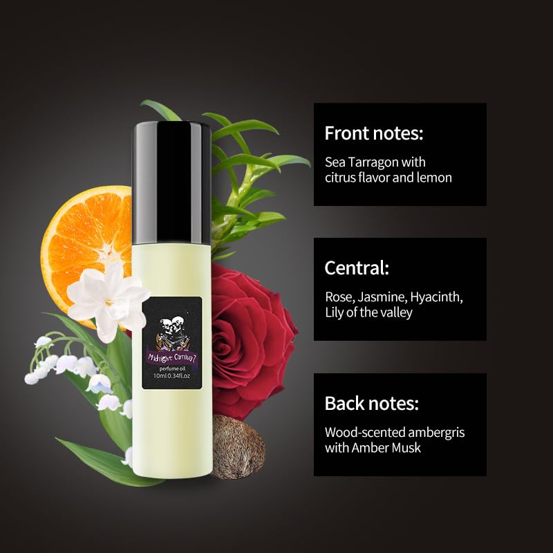 Midnight P-heromone Roll-On Perfume Oil, 10ml - Floral Scent, Long-Lasting, Alcohol-Free