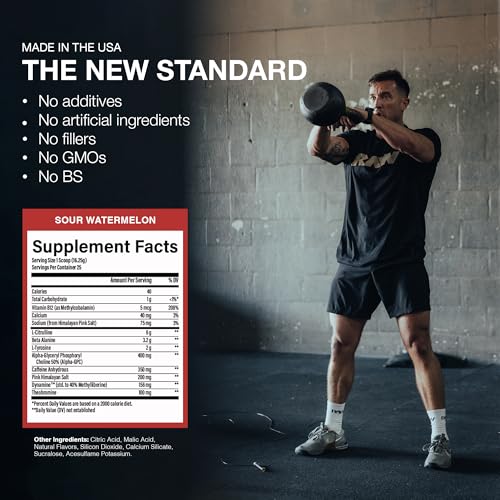 RAW Essential CHARGED Pre-Workout Powder - Sour Watermelon (25 Servings)