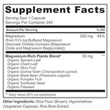 NATURELO Magnesium Glycinate Complex 200mg with Organic Vegetables - 240 Capsules