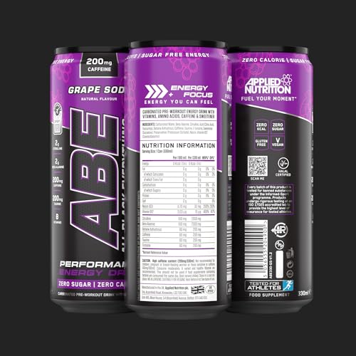 Applied Nutrition ABE Pre Workout Can - All Black Everything (American Grape Flavor, 24 Cans)