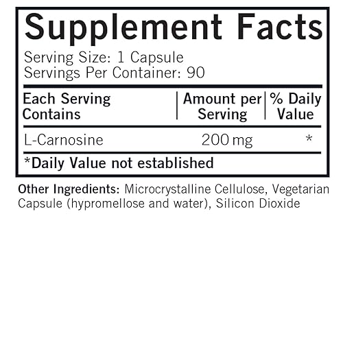 Kirkman L-Carnosine 200 mg Hypoallergenic Vegetarian Capsules - Antioxidant and Eye Health Support