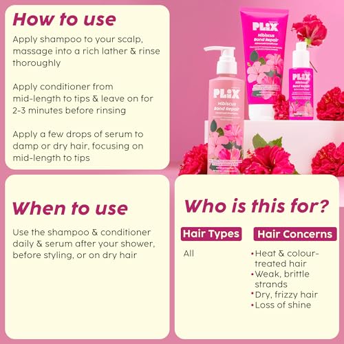 PLIX Hibiscus Bond Repair 10-in-1 Hair System - Serum, Shampoo & Conditioner