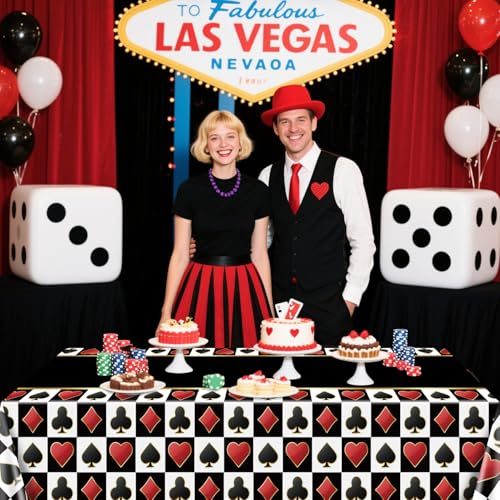 4 Pcs Black Casino Poker Tablecloths (Rectangular)