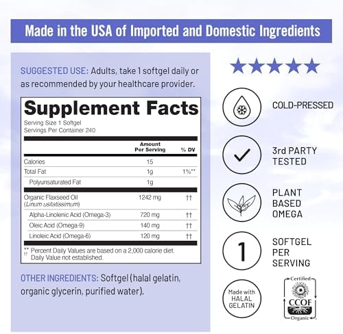 NatureWise, Flaxseed Oil, 240 Softgels