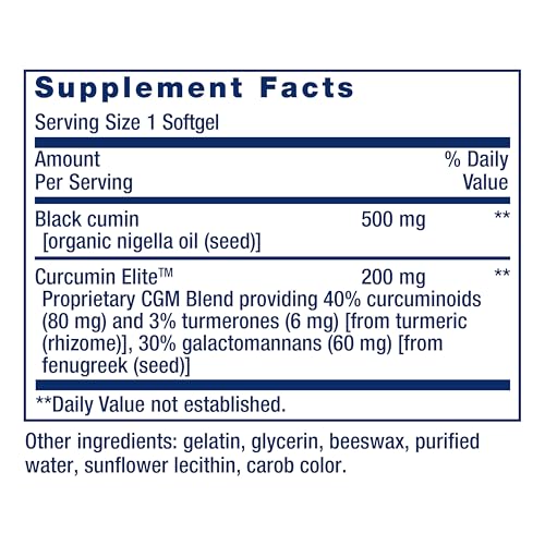 Life Extension Black Cumin Seed Oil & Curcumin Elite Turmeric Extract - 60 Softgels for Joint & Immune Support