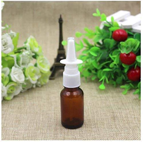 QUUPY 6Pcs 15ml Glass Nasal Spray Bottles - Fine Mist Brown Pump Containers