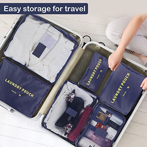 SKY-TOUCH 6-Piece Travel Packing Cubes & Laundry Bag Set - Waterproof Organizer