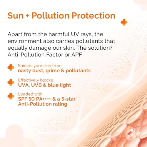 The Derma Co 1% Hyaluronic Aqua Gel Sunscreen SPF 50 PA++++ - Oil-Free, No White Cast, Broad Spectrum Protection, 50g