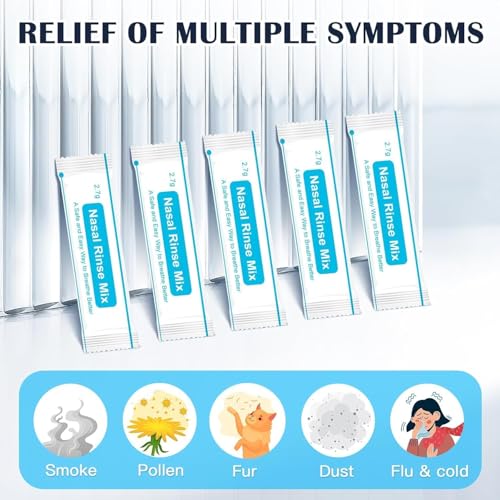 100 Pre-Mixed Saline Packets for Neti Pots & Nasal Irrigation Systems - Allergy & Congestion Relief