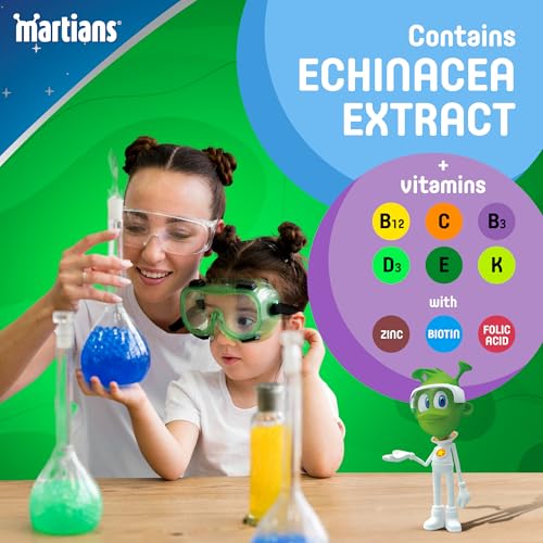 Martians Gummies Cherry with Echinacea 220g - Multivitamins for Kids - Supports Immunity During Cold Season - 60 Pieces