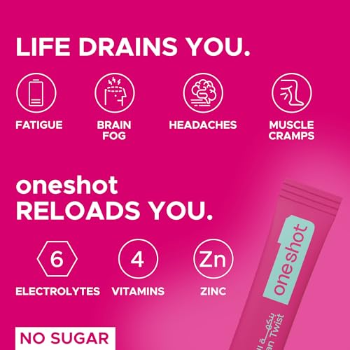 Oneshot Hydration Electrolyte Powder Drink Mix - Sugar Free, Pomegranate Flavor, 14 Sachets