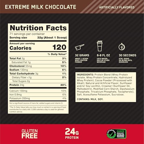 Optimum Nutrition Gold Standard 100% Whey - Extreme Milk Chocolate, 5 lbs (2.27 kg)