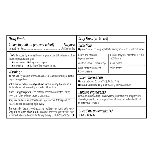 GoodSense Loratadine Orally Disintegrating Tablets 10 mg - Non-Drowsy Allergy Relief - 30 Count