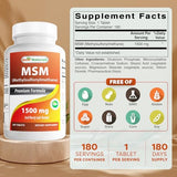 Best Naturals MSM 1500mg - Joint, Skin & Hair Health - 180 Tablets