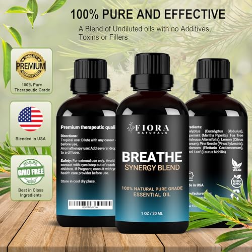 Fiora Naturals Breathe Essential Oil Blend - Respiratory Support & Vitality (30ml)