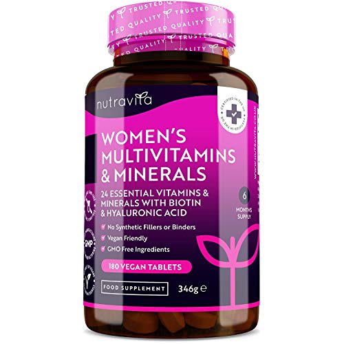 Nutravita Women's 24 Essential Active Vitamins & Minerals Vegan Tablets with Biotin & Hyaluronic Acid 180 Pieces