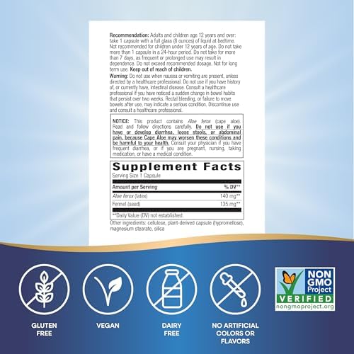 Nature's Way, Aloe, Latex With Fennel, 140 mg, 100 Vegetarian Capsules