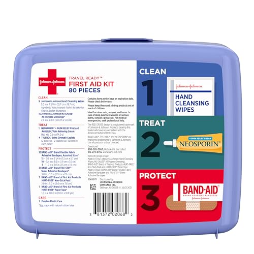 Band-Aid Johnson & Johnson Travel First Aid Kit - 80 Piece Emergency Kit