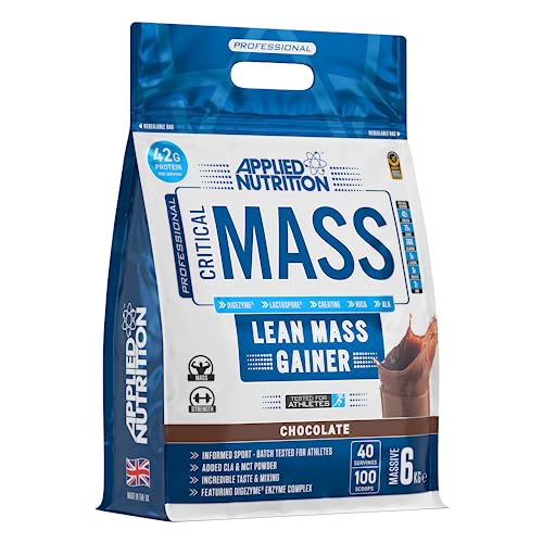 Applied Nutrition Critical Mass Professional Weight Gainer Protein Powder - High Calorie Lean Mass Builder, Chocolate Flavor