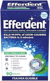Efferdent Retainer Cleaning Tablets, Denture Cleanser Tablets for Dental Appliances, Fresh & Clean, Minty Fresh, 90 Tablets
