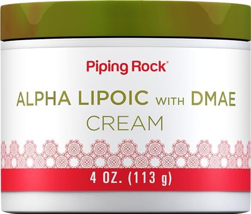 Piping Rock Alpha Lipoic Acid Cream with DMAE | 4 oz | Hydrating & Firming for Face & Skin | Non-GMO, Gluten-Free