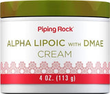 Piping Rock Alpha Lipoic Acid Cream with DMAE | 4 oz | Hydrating & Firming for Face & Skin | Non-GMO, Gluten-Free