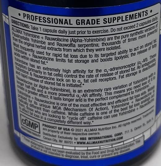 ALLMAX, Yohimbine + Rauwolscine, 60 Capsules
