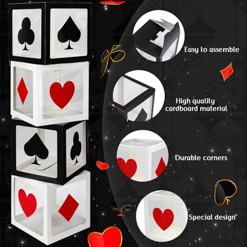 4 Pcs Large Casino Dice Favor Boxes 12 x 12 x 12 Inch - Jumbo Giant Dice Centerpieces for Vegas Theme Party Decorations, Graduation, Prom, Birthday Party Supply