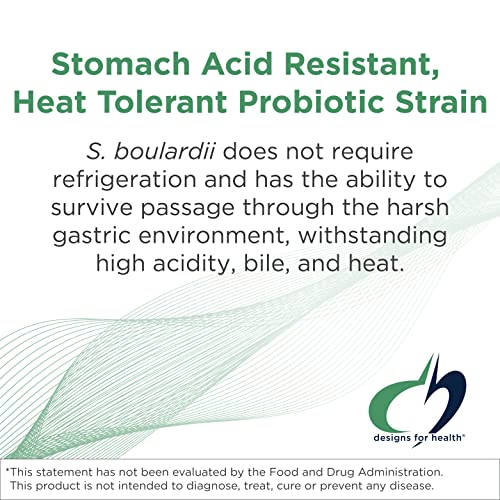 Designs for Health FloraMyces 500mg Saccharomyces Boulardii Probiotic - 60 Capsules for Gut Health & Immune Support
