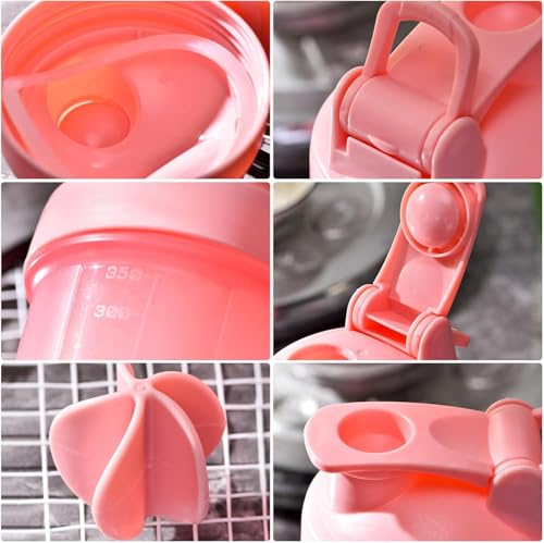 350ml Protein Shaker Cup with Mixing Ball – Leakproof Flip-Lid Sports Bottle for Shakes & Smoothies (Pink)