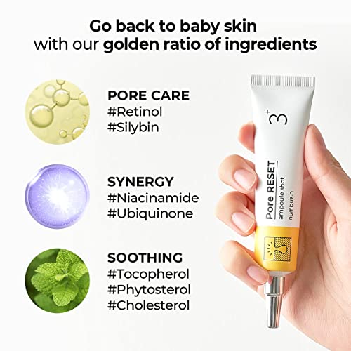 numbuzin No.3 Pore Reset Ampoule Shot – Retinol + Niacinamide for Refined Pores & Sebum Control