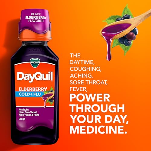 Vicks DayQuil & NyQuil Elderberry Flavor Cold & Flu Multi-Symptom Relief (2x12oz)
