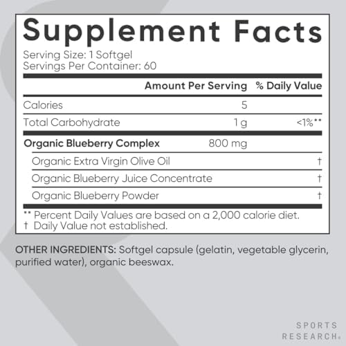 Sports Research Blueberry Concentrate Softgels: 800mg, 60 Count