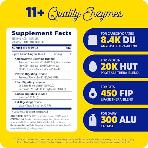 Enzymedica Digest Basic: Essential Enzyme Formula (90 Capsules)