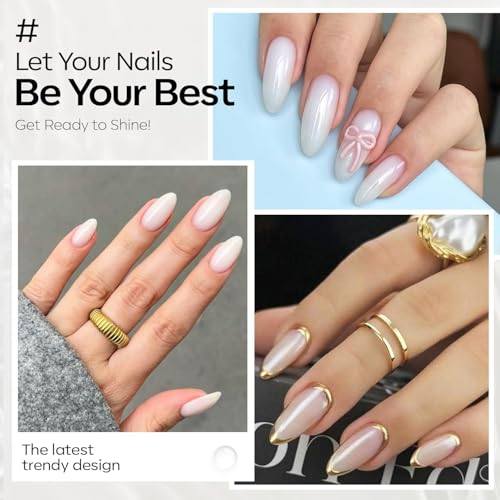 Modelones Milky White Gel Polish | Translucent Jelly Top Coat for French Finishes