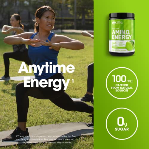 Optimum Nutrition Amino Energy Pre Workout Powder - Green Apple, 270g (30 Servings) | BCAA, Amino Acids, Green Tea & Coffee Extract | Keto-Friendly, Sugar-Free