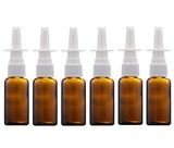QUUPY 6Pcs 15ml Glass Nasal Spray Bottles - Fine Mist Brown Pump Containers
