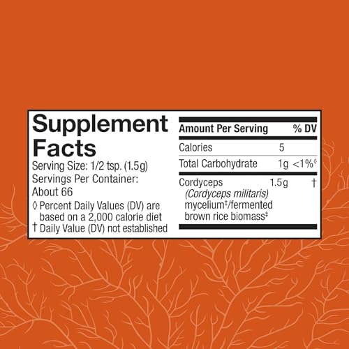 Host Defense Cordyceps Mushroom Mycelium Powder for Energy & Stamina, 100g